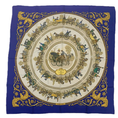 Hermes Carre 90 LA Promenade DE Longchamps Walk To Ron Chien Blue