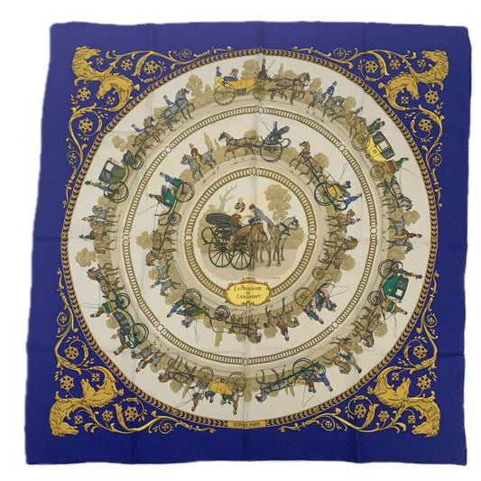 Hermes Carre 90 LA Promenade DE Longchamps Walk To Ron Chien Blue
