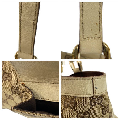 Gucci Abby Beige Ivory Gold Hardware GG Canvas/leather 146247 Tote Bag Shoulder