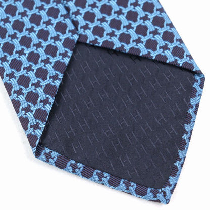 Hermes 659059t Cravate 100% Silk All-over Design H Logo Lining Tie Blue Navy