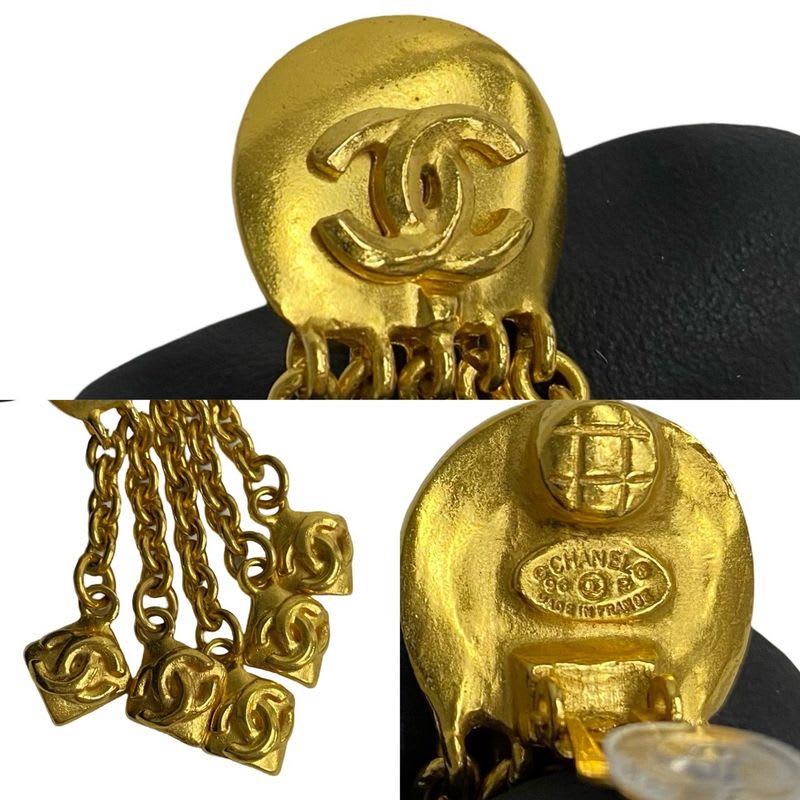 Chanel Vintage 96 P Coco Mark Motif GP Earrings Ear Cuff