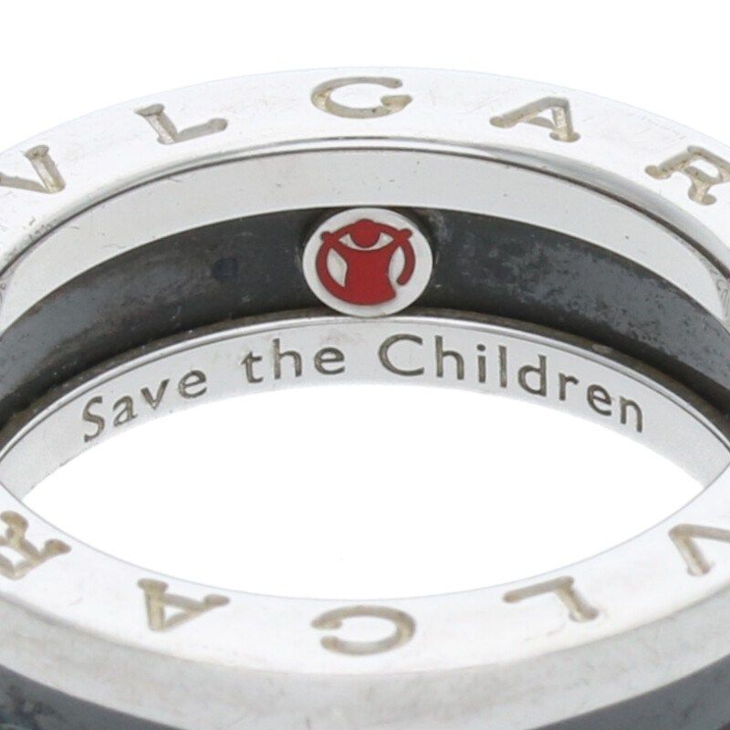 Bulgari B-zero1 Save The Children Black Ceramic Silver Ring Men's 10