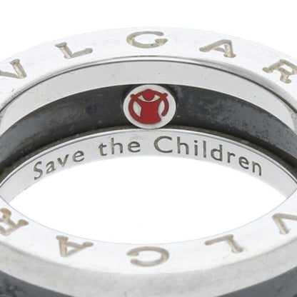 Bulgari B-zero1 Save The Children Black Ceramic Silver Ring Men's 10