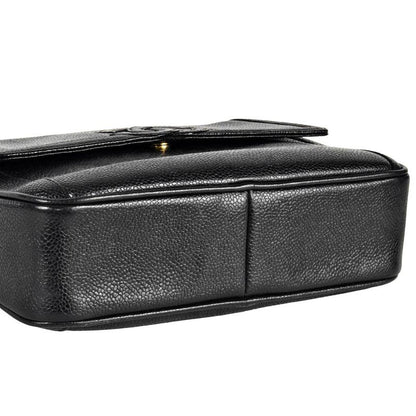 Chanel Coco Mark Chain Shoulder Bag Caviar Skin Black Gold Hardware