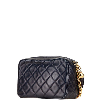 Chanel Matelasse Coco Mark Fringe Chain Shoulder Bag Navy Lambskin Women Chanel