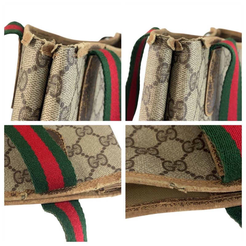 Gucci Vintage Sherry Line Old Gucci GG Supreme Canvas Tote Bag Shoulder Bag