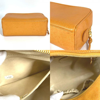 Chanel Pouch CC Coco Mark Logo Caviar Skin Yellowish