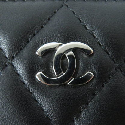 CHANEL Ap0216 Matelasse Classic Lambskin Coin Case With Coco Mark Black Silver