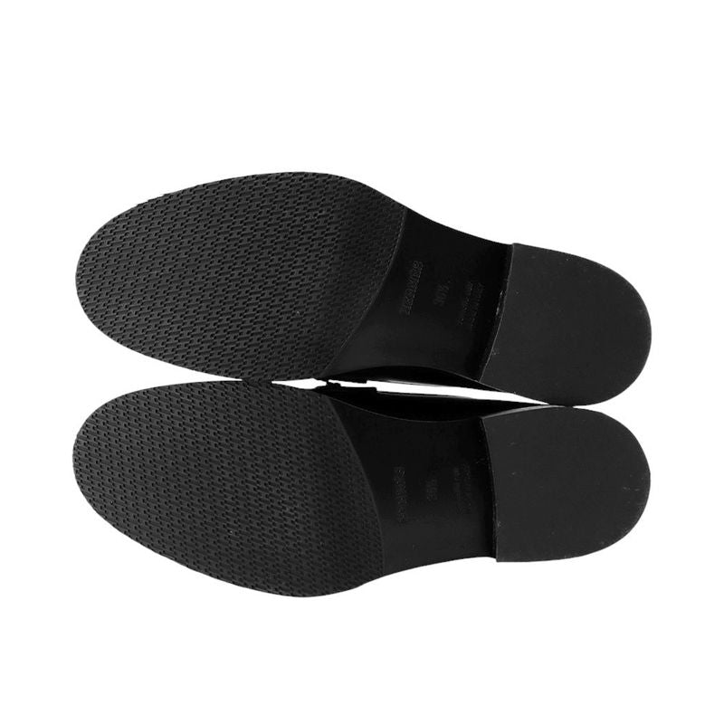 Hermes Moccasins Impact Calf Leather 36.5 Shoes Black