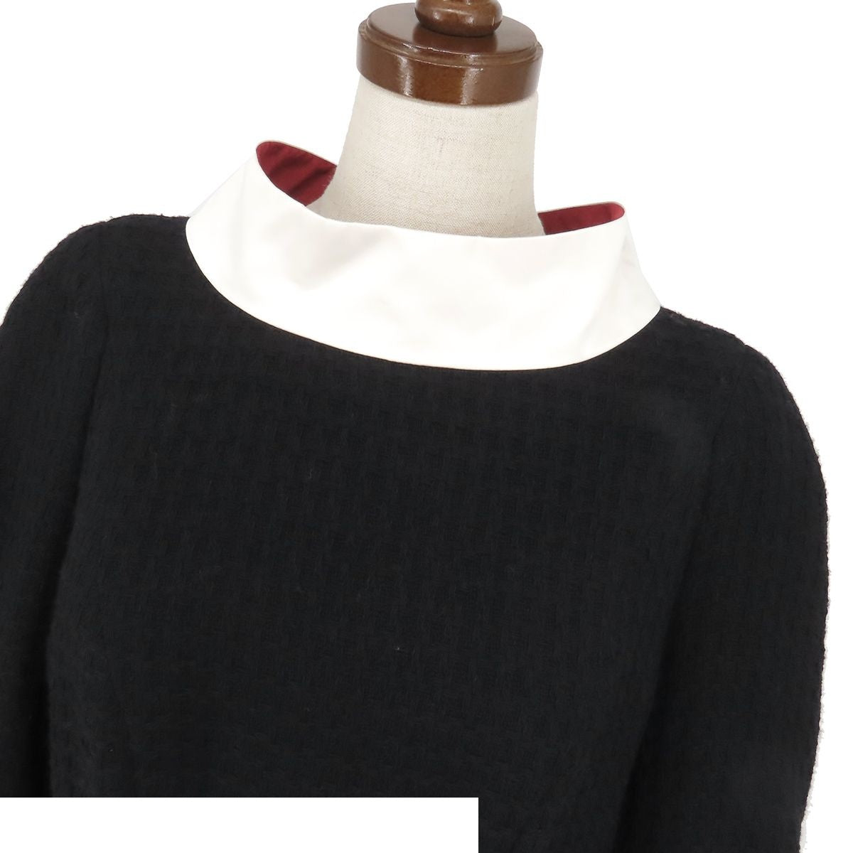 Chanel Dress Black White Wool Silk 40 — view 2