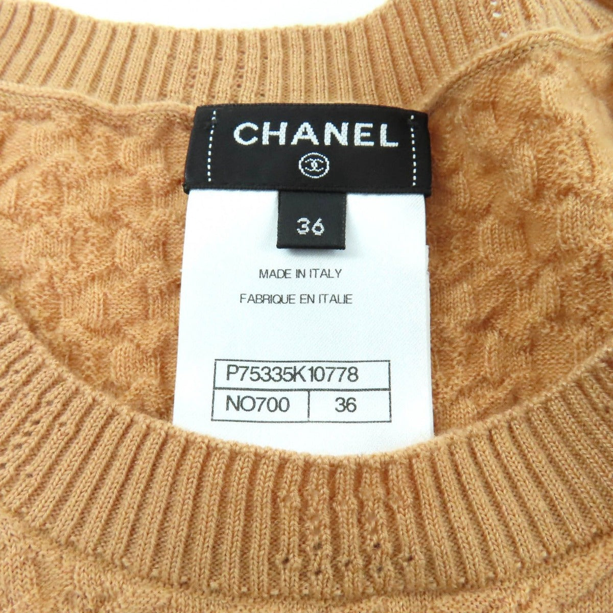 Chanel CC Logo Crew Neck with Plate Long Sleeve Cashmere Knit — view 5
