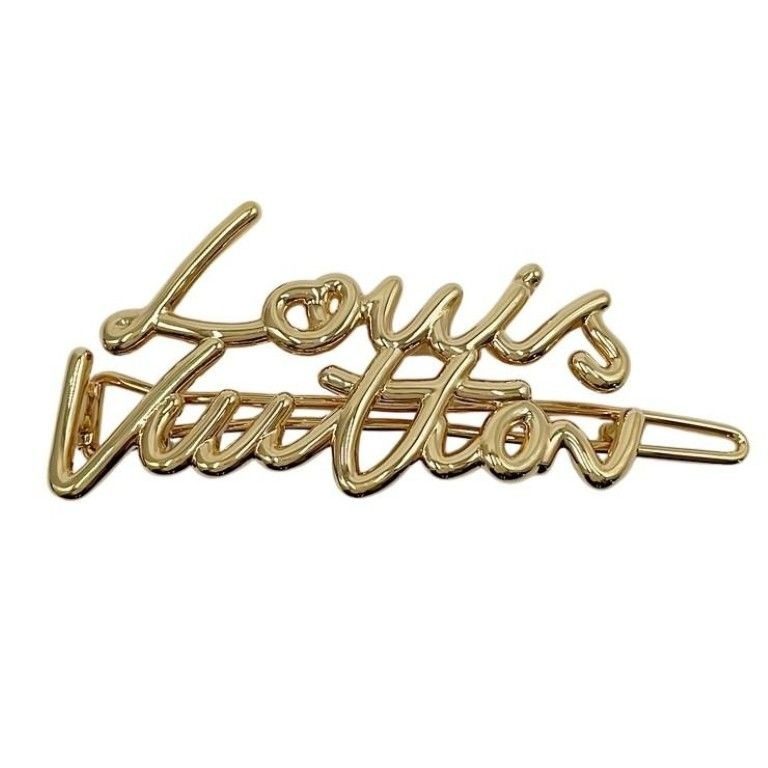 Louis Vuitton Barrette LV Script Gold Metal Hair Accessory