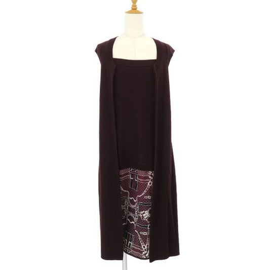 Hermes Dress Burgundy Print 40