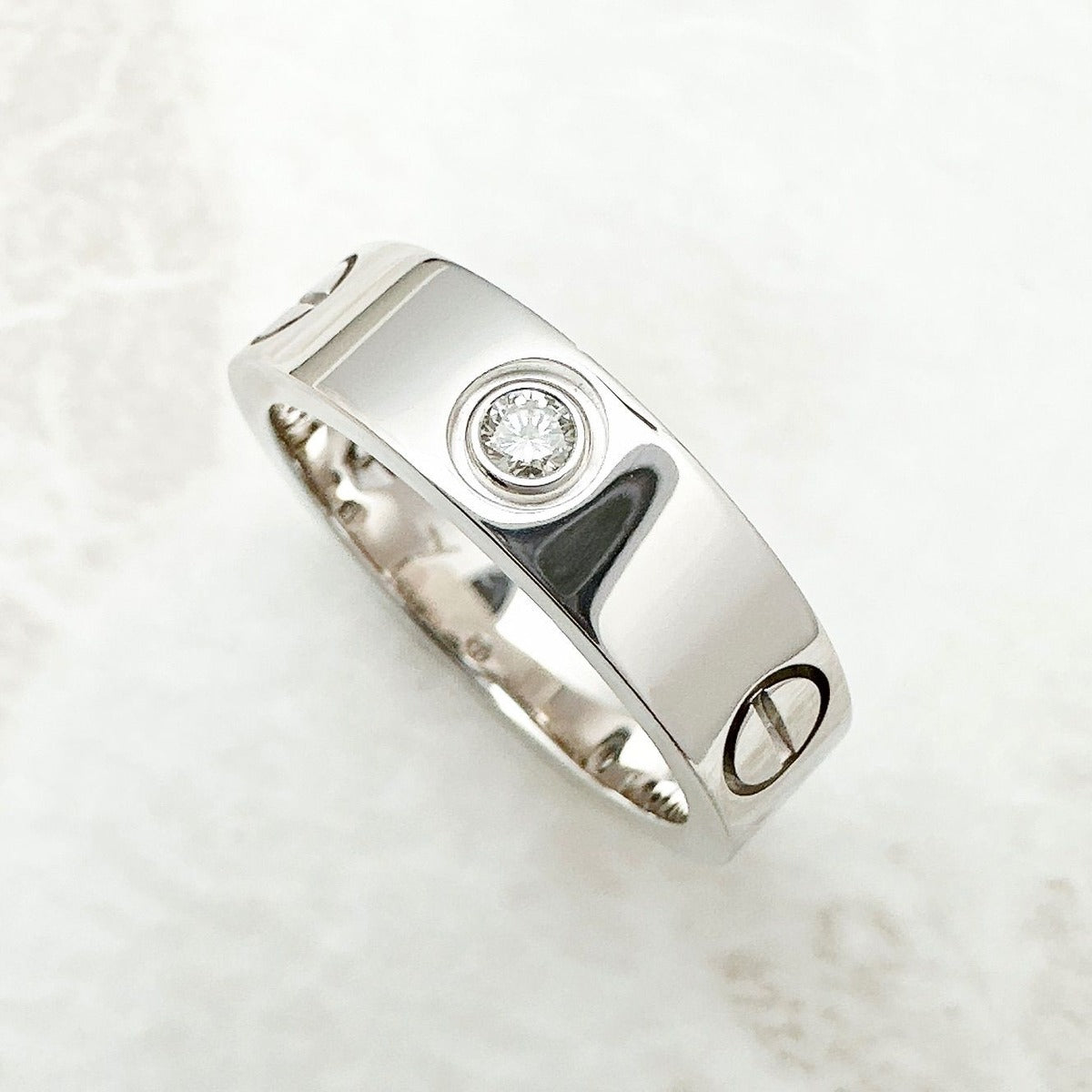 Cartier Love Half Diamond White Gold Ring 56 — view 2