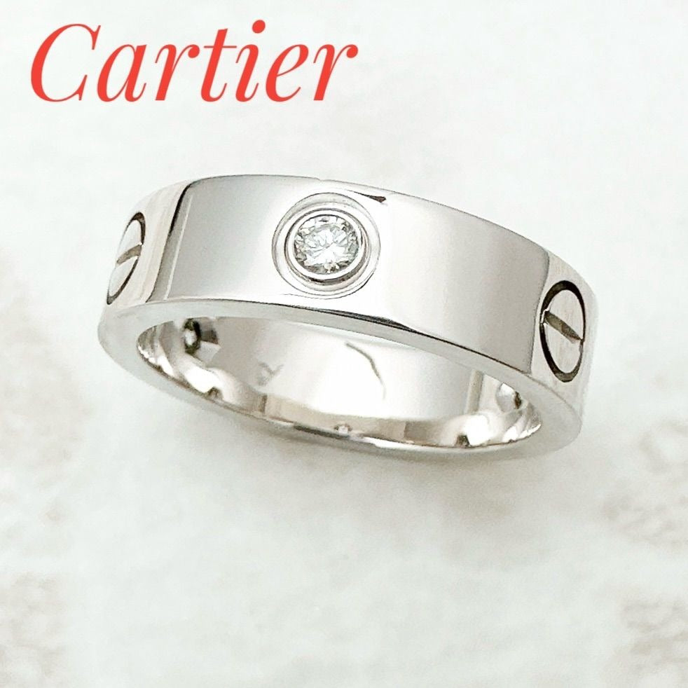 Cartier Love Half Diamond White Gold Ring 56