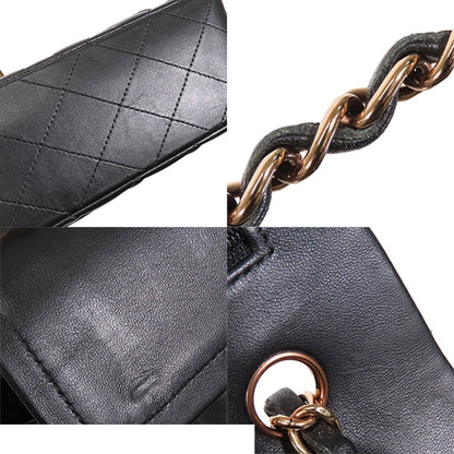 Chanel Chain Black Pink Gold Lambskin Quilted 23 Double Flap Shoulder Bag — view 6