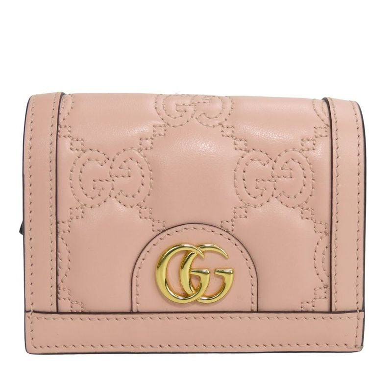 Gucci Bifold Wallet GG Matelasse Leather Pink Gold Hardware Small