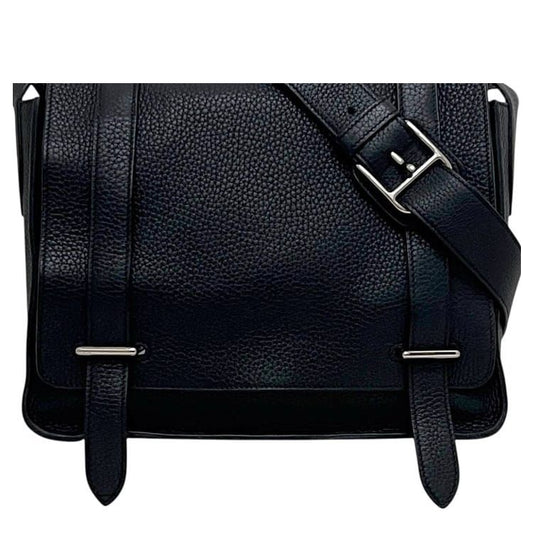 Hermes Shoulder Bag Steve Caporal 27 Leather Taurillon Clemence Navy Blue Mini