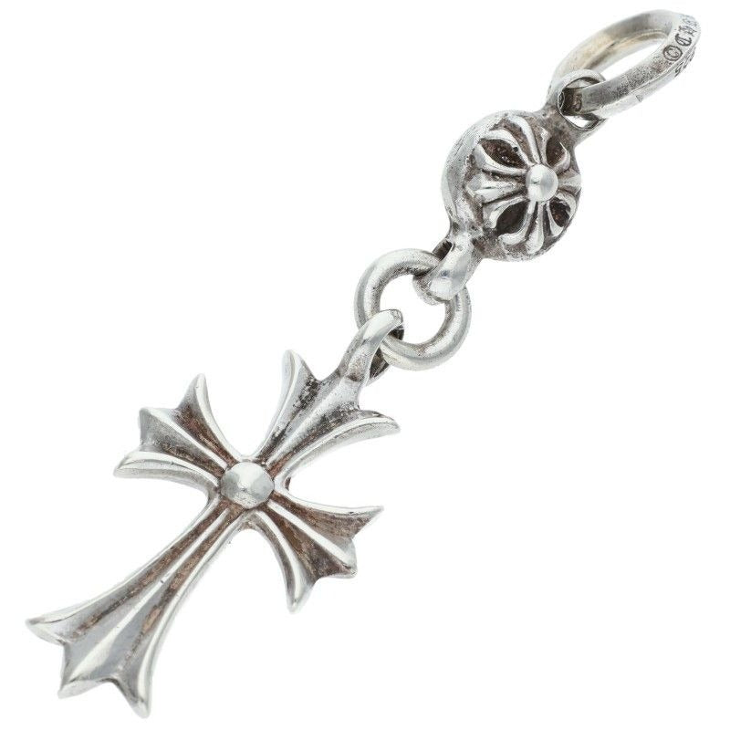 Chrome Hearts Tny CH Crs 1 Ball Tiny Ch Cross Charm Silver Necklace Top