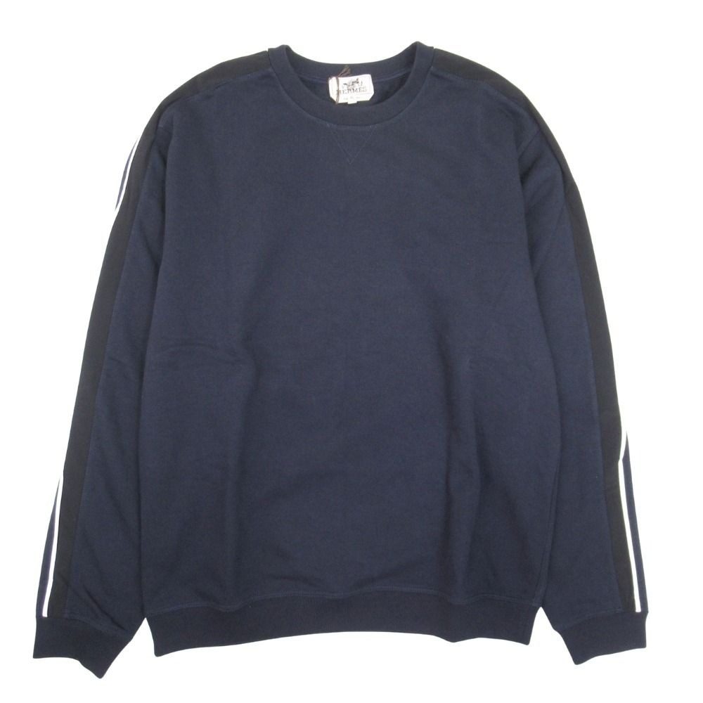 Hermes Run Hline Sweatshirt Shirt Brushed Lining Top Side Line XL Navy