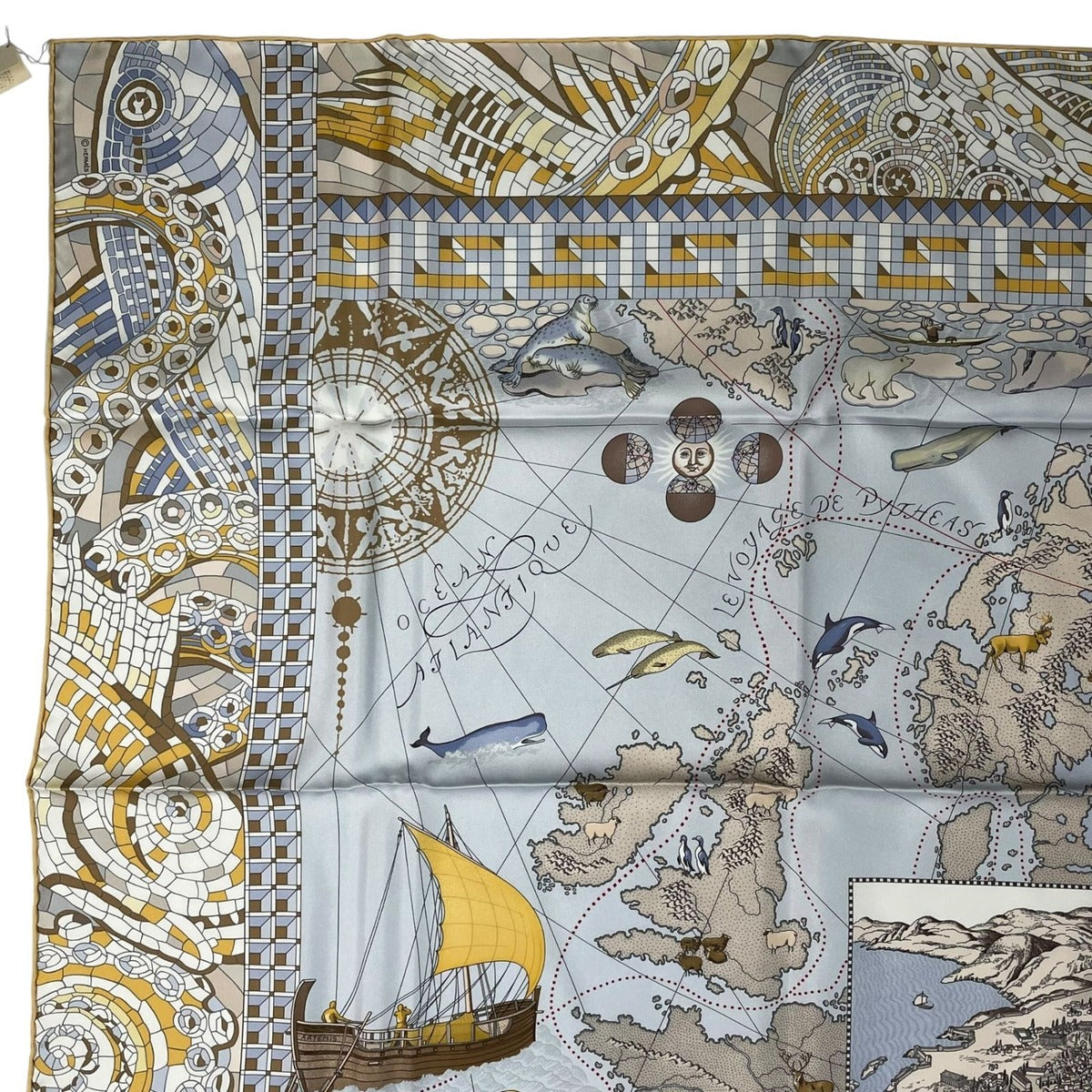 Hermes Scarf Silk Carre 90 le Voyage de Pytheas Box — view 3