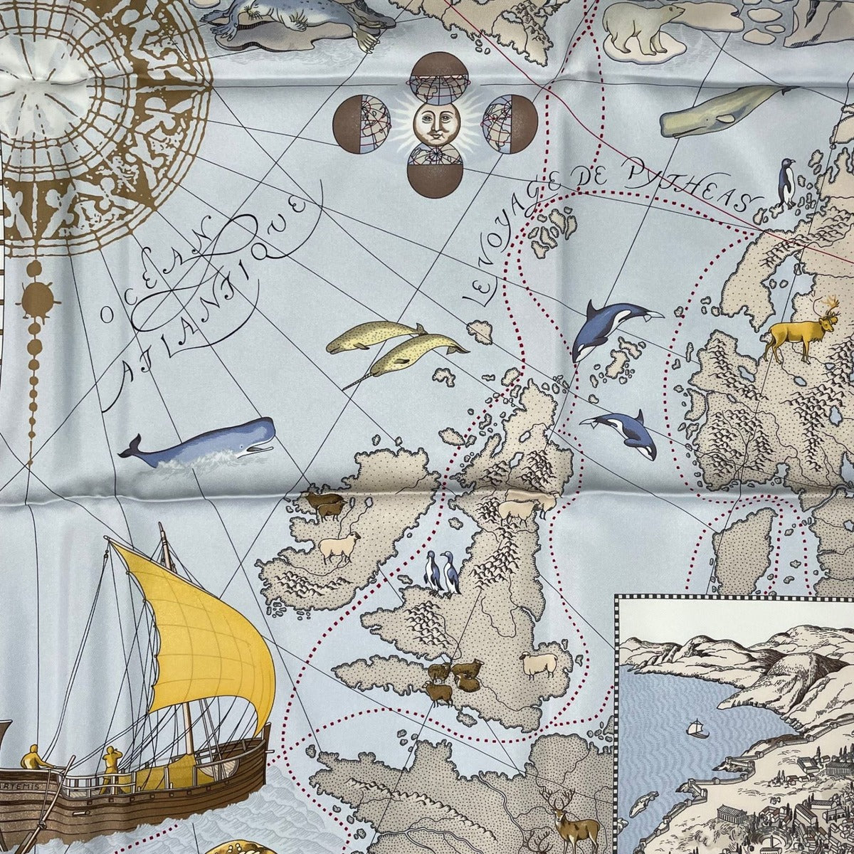 Hermes Scarf Silk Carre 90 le Voyage de Pytheas Box — view 8