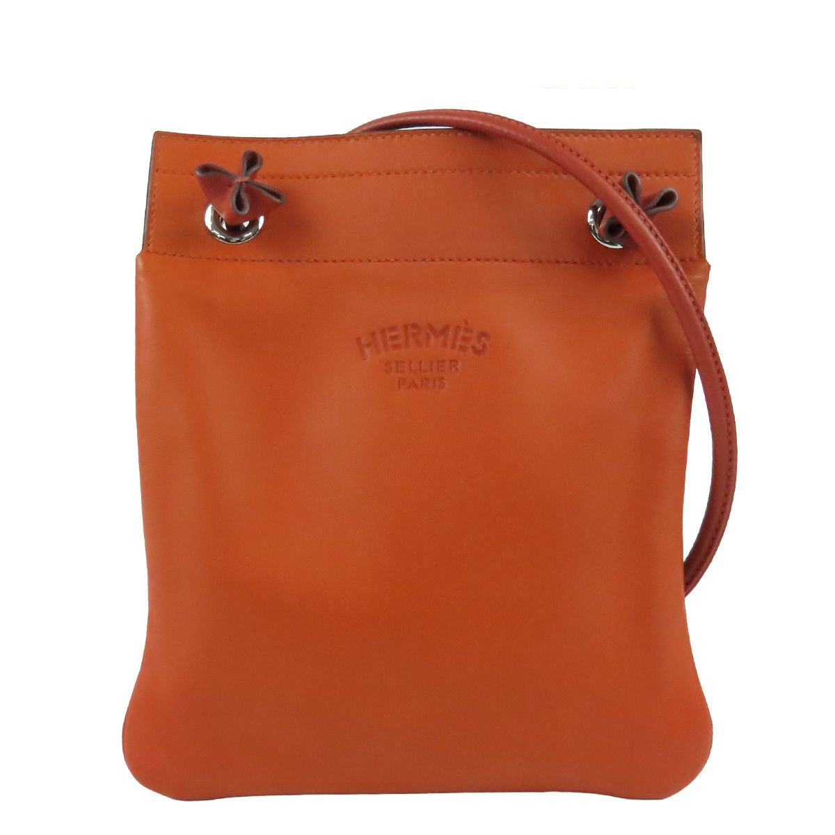 Hermes Sac Aline Terre Batieux Brick Silver Agneau Milo Bicolor Shoulder Bag
