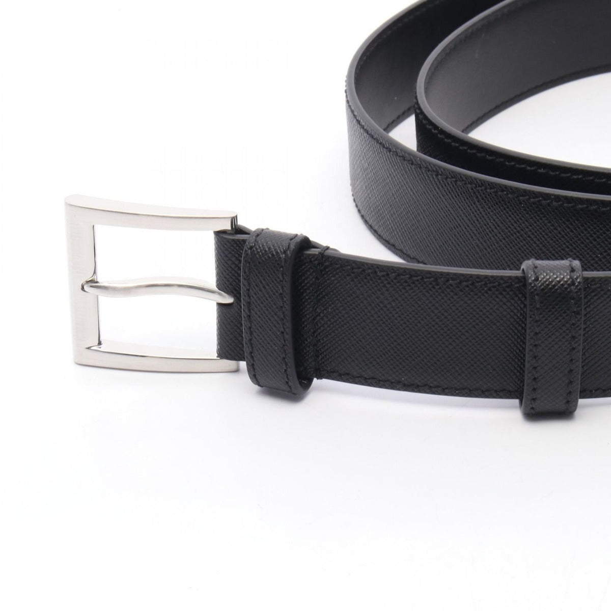 Prada Belt Triangle Logo Black Leather — view 2