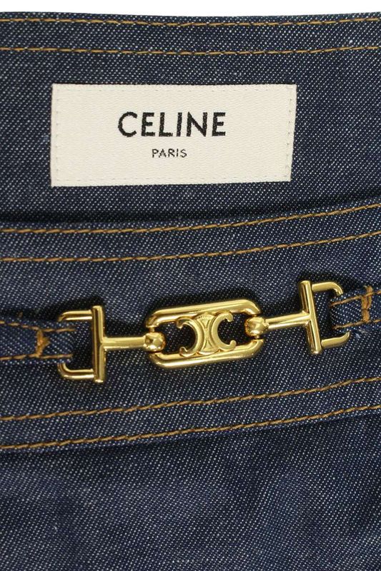 Celine 25SS Rj0330842 Trapeze Denim Mini Skirt Women's 25