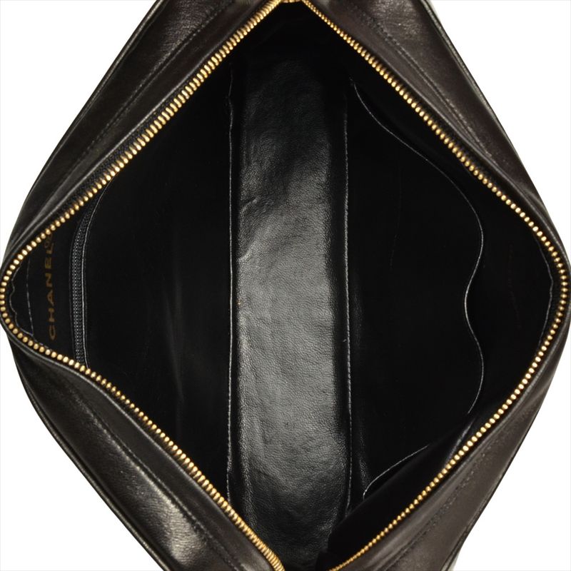 Chanel Matelasse Coco Mark Shoulder Bag Lambskin Black Gold Hardware Fringe