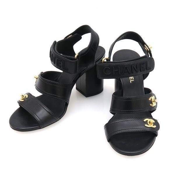 Chanel Sandals Leather Black