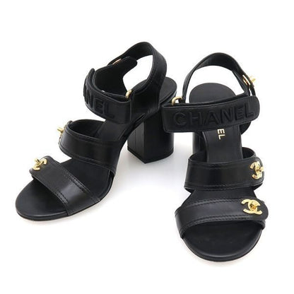 Chanel Sandals Leather Black