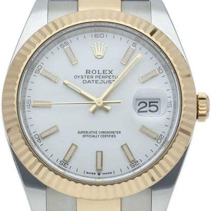 Rolex Datejust 41 Watch Oyster Box 18k Yellow Gold SS White Polished