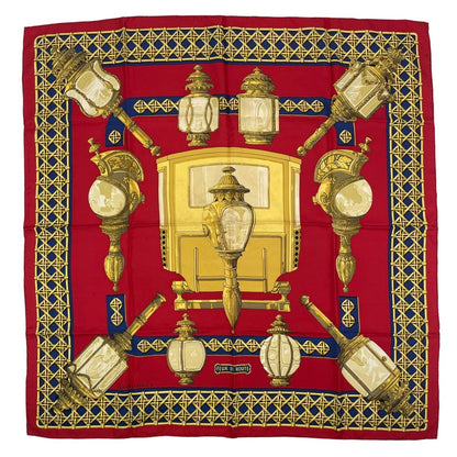 Hermes Scarf Silk Carre 90 Feux de Route Car Lantern Red