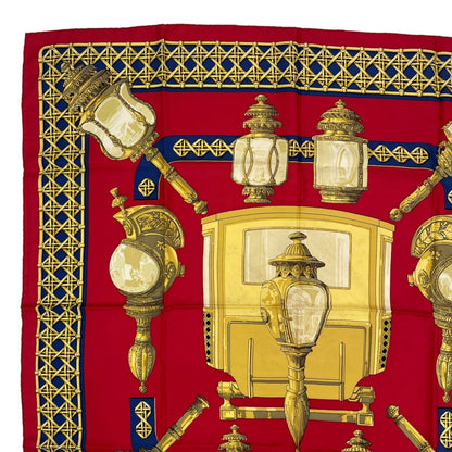 Hermes Scarf Silk Carre 90 Feux de Route Car Lantern Red — view 2