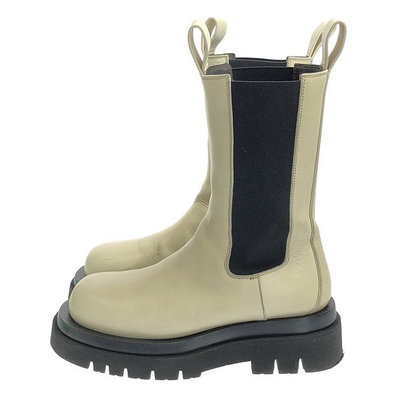 Bottega Veneta - Lug Boots Side Gore Leather Lug Boots - 37 - White Black -