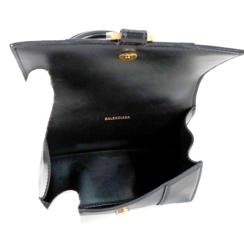 Balenciaga Hourglass XS 2way Hand Shoulder Bag Leather Black 592833 Hourglass
