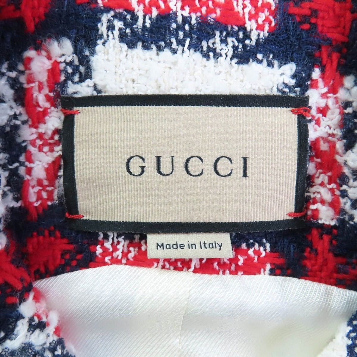 Gucci Wool Blend Check Pattern Tweed Vest With Gold Buttons White 40 — view 7