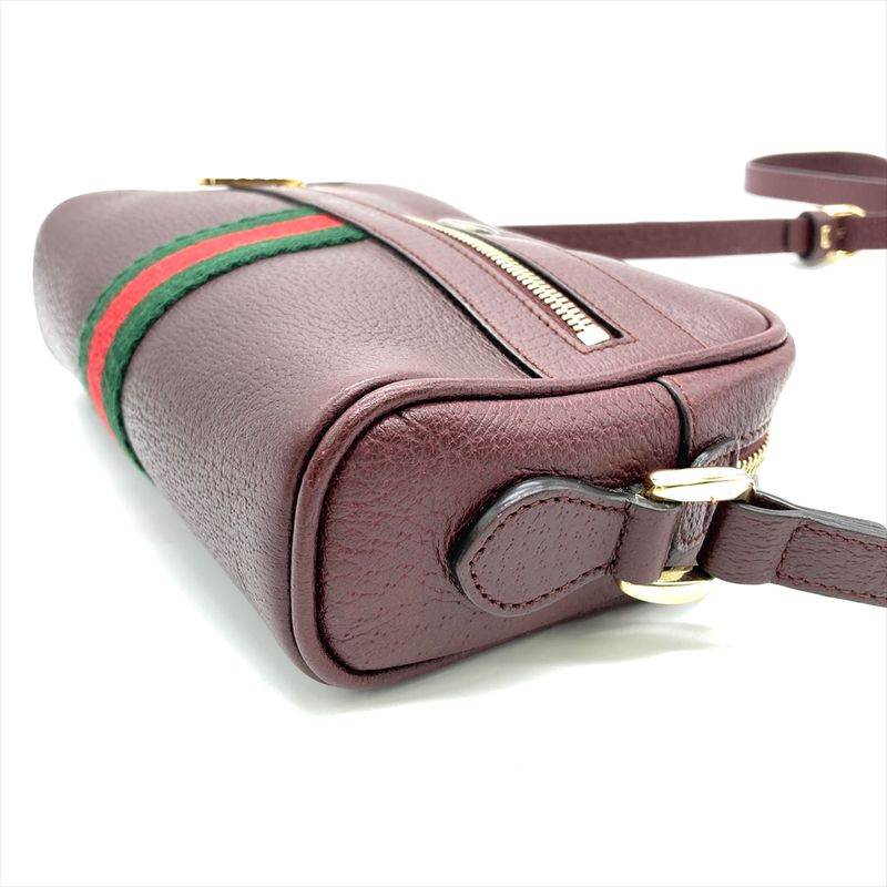 Gucci Ophidia Shoulder Bag Leather Bordeaux Gold Hardware Women