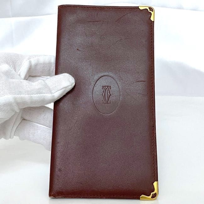 Cartier Fold Wallet Ec22951 Bordeaux Must Wallets Excellent Condition
