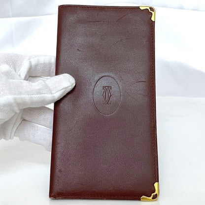 Cartier Fold Wallet Ec22951 Bordeaux Must Wallets Excellent Condition