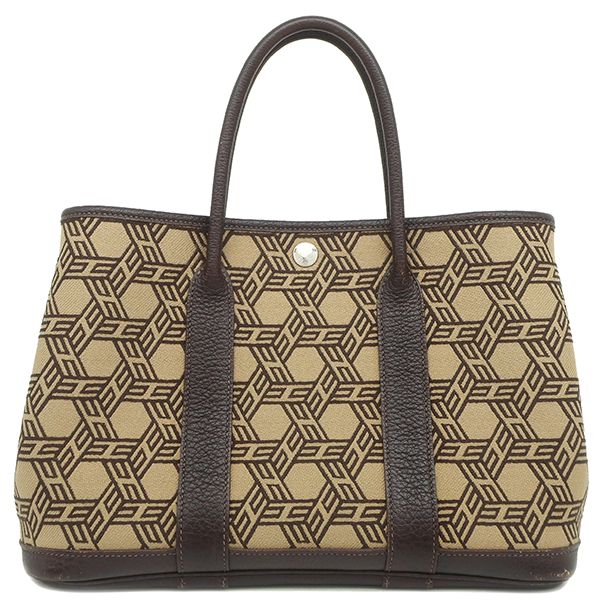 Hermes Tote Garden Party TPM Toile Sauache Buffalo Skipper Ebène Silver