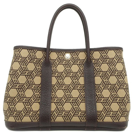 Hermes Tote Garden Party TPM Toile Sauache Buffalo Skipper Ebène Silver