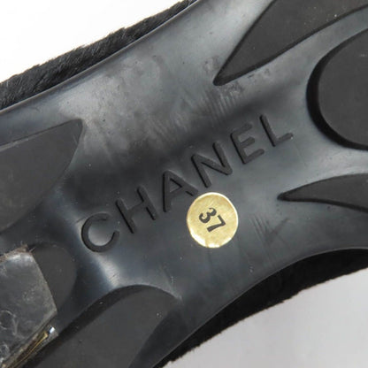 Chanel Vintage CC Logo Embroidery Square Toe Calf Hair Side Gore Boots Black 37 — view 11