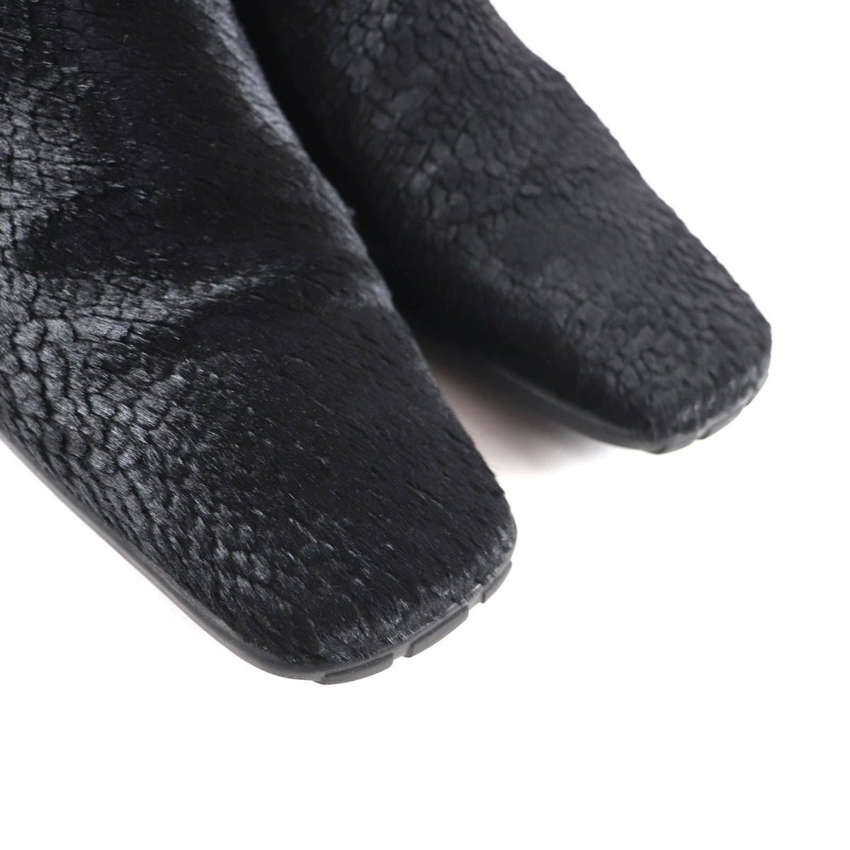 Chanel Vintage CC Logo Embroidery Square Toe Calf Hair Side Gore Boots Black 37 — view 8