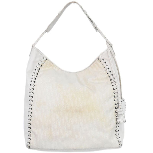 Authentic Christian DIOR Trotter Shoulder Bag Canvas Leather Ivory Trotter Bag