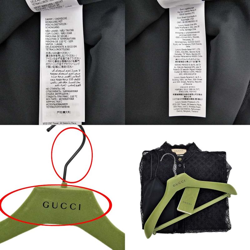 Gucci See Through Shirt With Inner Size 38 Black 717104 Long Sleeve
