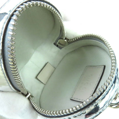 Gucci GG Pattern Patent Leather Round Pouch Silver — view 7