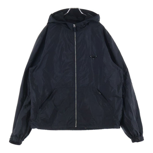 Prada Re-Nylon Jacket Triangle Logo Nylon Hoodie Black