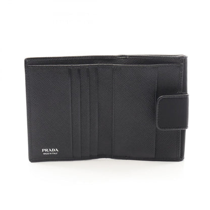 Prada Bifold Wallet Tessuto Black Nylon Saffiano Leather Triangle Logo — view 3